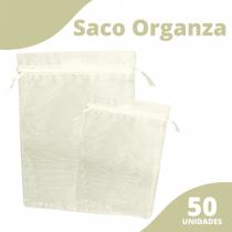 Saco Organza - Saquinho Bege Natural 13x18 cm - C/ 50 Para Lembrancinha - BRX