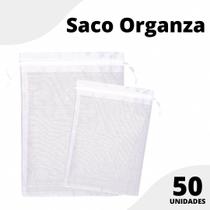 Saco Organza - Saquinho Branco 10x15 cm - C/ 50 Para Lembrancinha - BRX
