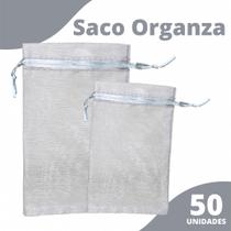 Saco Organza - Saquinho Prata 10x15 cm - C/ 50 Para Lembrancinha - BRX