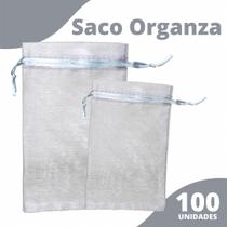 Saco Organza - Saquinho Prata 7x9 cm - C/ 100 Para Lembrancinha - BRX
