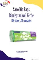 Saco Pack Lixo 100 L Bio Bags Biodegradável Verde c/15 unid - Extrusa - saco sustentável (16807)