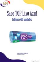 Saco Pack Lixo TOP Azul 15 litros c/60 unid. - Extrusa - saco lixo sustentável, reciclagem (1827)