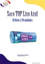 Saco Pack Lixo TOP Azul 30 litros c/30 unid. - Extrusa - saco lixo sustentável, reciclagem (1833)