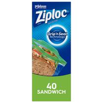 Saco para Armazenamento de Alimentos Ziploc para Sanduíche 40 Unidades Fácil de Abrir Saco para Armazenamento de Alimentos Ziploc para Sanduíche 40 Unidades Fácil de Abrir