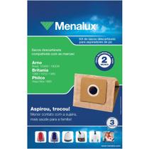 Saco para Aspirador de Pó Descartável SIM02 Menalux 3 Unid