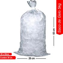 Saco para Gelo 5kg Embalagem Transparente 28x65cm