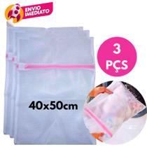 Saco Para Lavar Roupas Delicadas Peça Íntima Saquinhos Com Ziper 40X50 Proteção E Organização Saco Para Lavar Roupas Delicadas Peça Íntima Saquinhos Com Ziper 40X50 Proteção E Organização