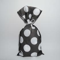 SACO PARA LEMBRANCINHA ESTAMPADO PRETO BOLA BRANCO 0,13X 0,25 m