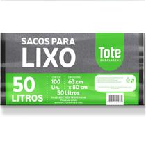 Saco para Lixo 50L Preto TOTE pct c/100un (63x80x0,6)