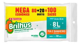Saco Para Lixo Banheiro Rolo 100 Unidades 8 Litros Brilhus