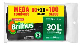 Saco Para Lixo Em Rolo 100 Unidades 30 Litros Preto Brilhus Saco Para Lixo Em Rolo 100 Unidades 30 Litros Preto Brilhus