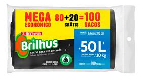 Saco Para Lixo Em Rolo 100 Unidades 50 Litros Preto Brilhus Saco Para Lixo Em Rolo 100 Unidades 50 Litros Preto Brilhus