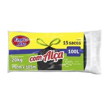 Saco para lixo embalixo rolo com alca preto 100 litros 15x1