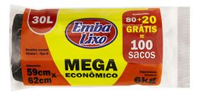 Saco Para Lixo Preto 30l Embalixo 100 Unidades + Brinde Kit 4un Saco Para Lixo Preto 30l Embalixo 100 Unidades + Brinde Kit 4un
