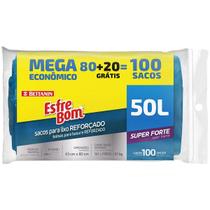 Saco para Lixo Reforçado Rolo Mega com 100 Sacos 50L Azul Esfrebom
