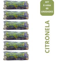 Saco para Lixo Verom Citronela 100 Lts ou 20 kg Kit com 6 rolos ou 60 unidades