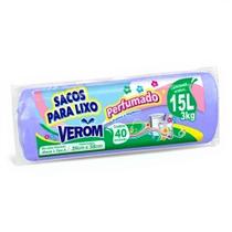 Saco Para Lixo Verom Perfumado 15 Litros Com 40 Unidades Cheiro Lavanda