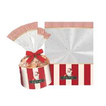 Saco Para Panettone 250g Charm Natalino Cromus Natal + Laço + Fecho 20 Und