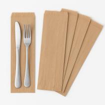 Saco Para Talher 8x28cm Papel Kraft Pardo Descartável Delivery Liso Sem Impressão - 1000 Unidades