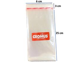 Saco Plástico Adesivado 6x25+3cm Transparente Cromus Com 500 Unidades
