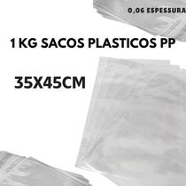 Saco plástico cristal PP 1kg 35x45cm para doces, roupas, brilhante Saco plástico cristal PP 1kg 35x45cm para doces, roupas, brilhante