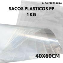 Saco plástico cristal PP 1kg 40x60cm para doces, roupas, brilhante Saco plástico cristal PP 1kg 40x60cm para doces, roupas, brilhante
