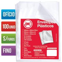 Saco Plastico Envelope Oficio sem Furo Fino 100 Unidades