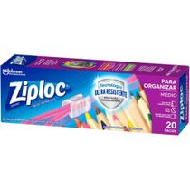 Saco Plástico Médio Expansivo Ziploc com fecho Zip Para Organizar c/ 20 unidades Saco Plástico Médio Expansivo Ziploc com fecho Zip Para Organizar c/ 20 unidades