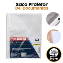 Saco Plástico Para Pastas Catálogos Fichários Protetor De Documentos 305mm x 235mm A4 11 Furos Com 50 Unidades Yins