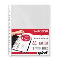 Saco plástico PP A4 furação universal 0,05mm 405-50 Spiral PT 50 UN