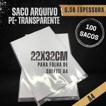 Saco plastico sem furo com 100 unidades para documento folha a4 22x 32 cm transparente