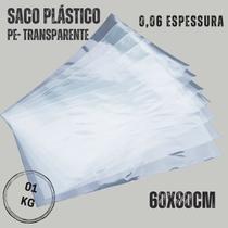 Saco plástico transparente 60x80cm virgem. 1kg Saco plástico transparente 60x80cm virgem. 1kg