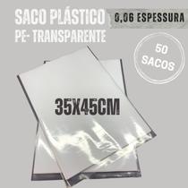 Saco plástico transparente com 50 unidades 35x45cm virgem