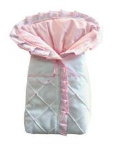 Saco Porta Bebê Rosa e Branco Bordado 100 Algodão Saco bebe Dormir Rosa Bebê