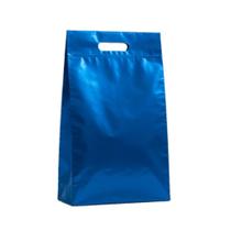 Saco Presente Metálico M Azul Pacote com 10 Unidades