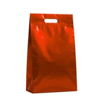 Saco Presente Metálico M Vermelho Pacote com 10 Unidades