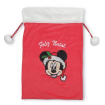 SACO PRESENTE NATALINO C/MICKEY DISNEY VRM/BCO/PTO 72x47cm