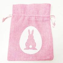 Saco Presente Tecido Rosa e Coelho 12cm
