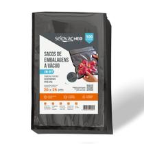 Saco Preto e Transp Gofrado para vácuo 20x25cm Pacote c/100
