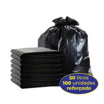 Saco Preto P/ Lixo 50 Litros Reforçado 63x80cm JM - 100 unid