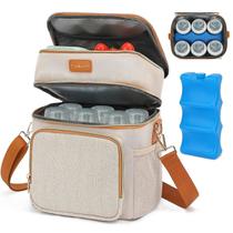 Saco refrigerador de leite materno TUGUAN Double Layer Bege, 6 garrafas
