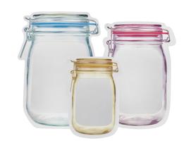 Saco Reutilizável ZipLock Color c/ 03 unidades 1L, 500Ml, 150ml - Hauskraft