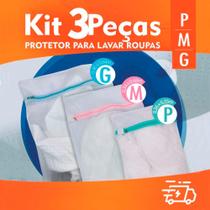 Saco Saquinho Máquina Lavar Roupa 3 Unidades (P, M, G) Íntima Delicada Bebê Sacola Lavagem Protetor Peças - Fullcommerce