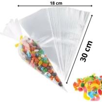 Saco Saquinho Plastico Cone Trufado Incolor 18x30 60 Unidades Saco Saquinho Plastico Cone Trufado Incolor 18x30 60 Unidades