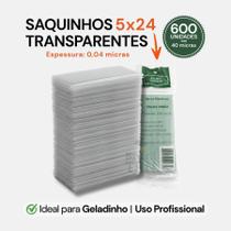Saco Saquinho Transparente PEBD Geladinho 5x24cm Gelinho Sacolé Chup Chup 600 Unid