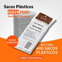 Saco Saquinho Transparente PEBD Geladinho 6x24cm Gelinho Sacolé Chup Chup 600 Unid