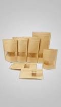 Saco Stand Up Pouch Kraft C/ Visor 9x14cm - 100 Un.