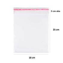 Saco transparente adesivado para lembrancinhas e objetos Cromus 18x25cm + 3 aba com 100 unidades Saco transparente adesivado para lembrancinhas e objetos Cromus 18x25cm + 3 aba com 100 unidades