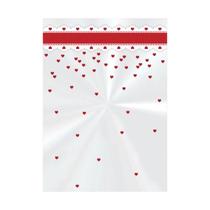 Saco Transparente Cute Heart Vermelho e Branco 11x19,5 cm com 50 unidades