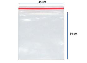 Saco Transparente Plástico Fecho Zip 24x34 100 Unidades.